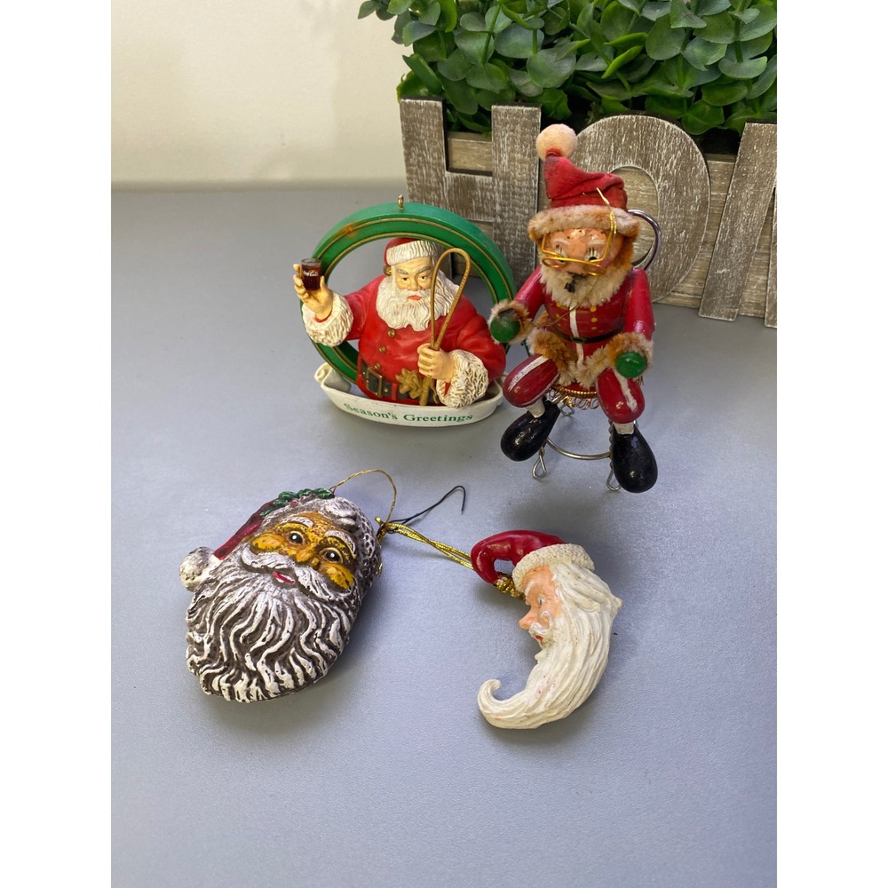 Lot of 4 Vintage Santa Claus Christmas Ornaments Hanging Decor‎